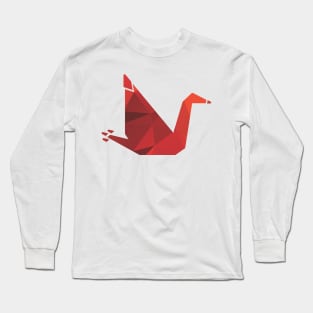 red bird origami polygonal vector icon Long Sleeve T-Shirt